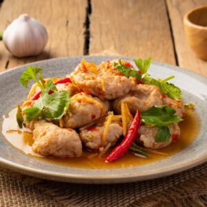 Pulpeciki z łososiem w warzywach