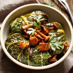 Gołąbki z kaszą i sosem kurkowym