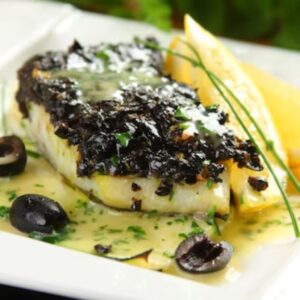 Ryba z tapenadą oliwkową