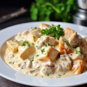 Filet w sosie serowym